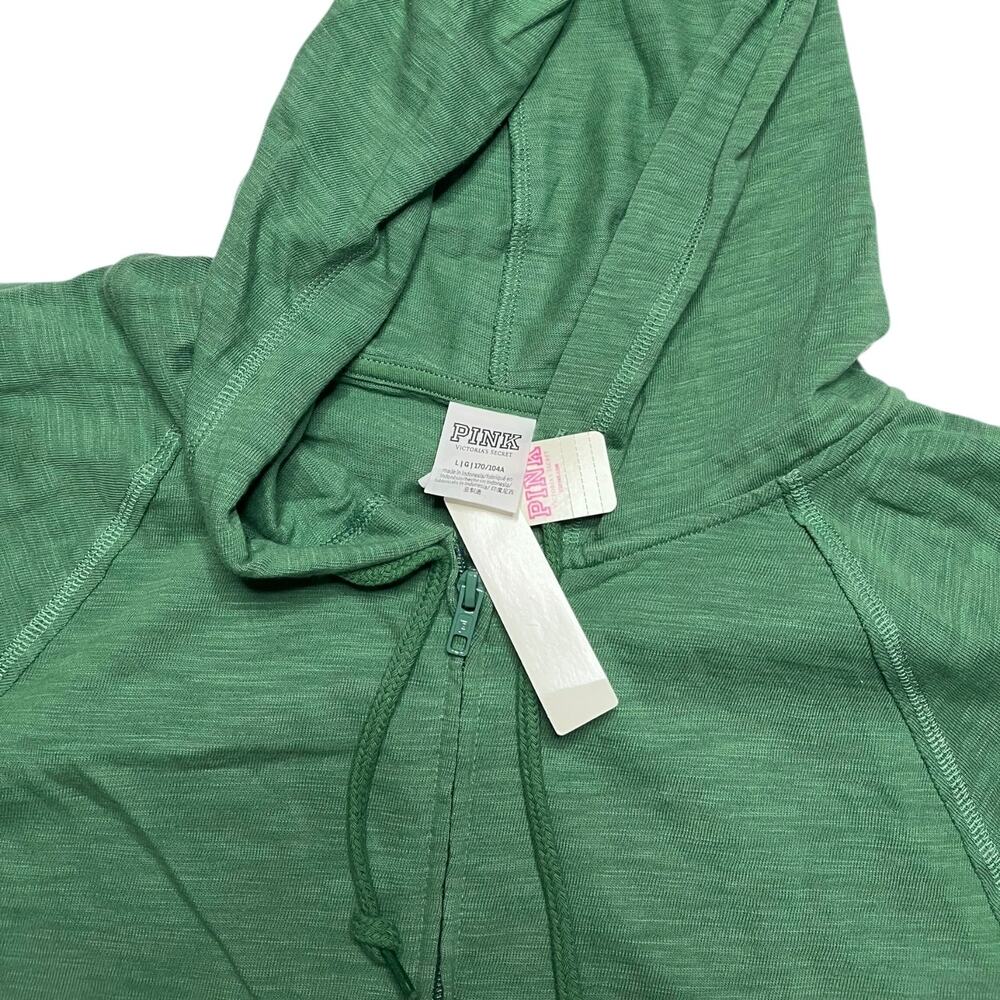 Victoria's Secret PINK Summer Lounge Cotton Zip-Up Hoodie Forest Pine Size Large - Picture 3 of 3